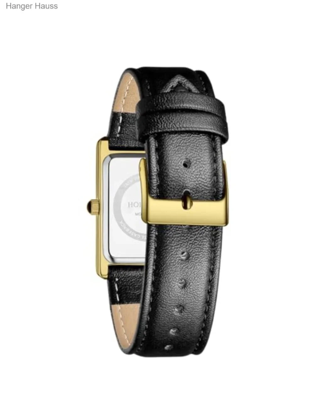 Leather Rectangle Analog Quartz Wrist Watch for Men Business Minimalism